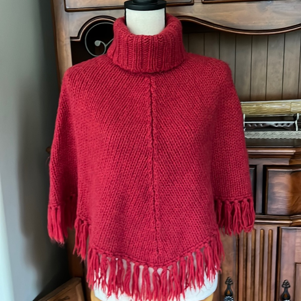 Red Knitted Poncho